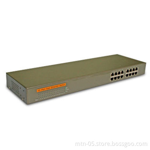 16-port Network Switch, 19-inch Rack-mountable Steel Case, Internal Universal Power Supply